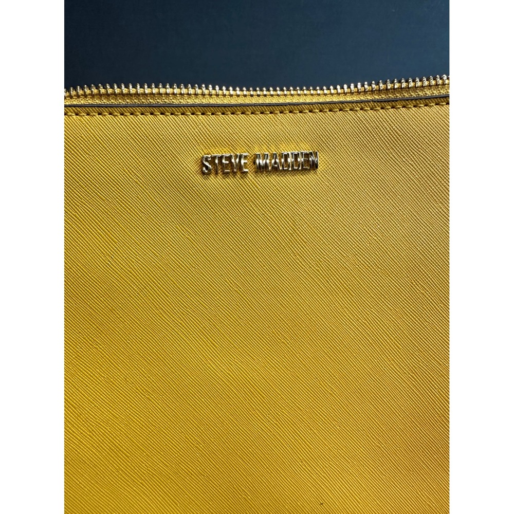 Steve Madden Yellow Crossbody Bag Chain Strap Gold Hardware Saffiano Leather - Picture 6 of 6
